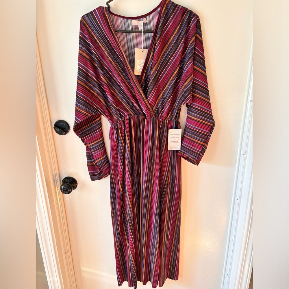 Dolman sleeved striped midi dress NWT